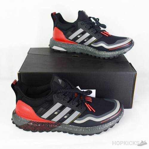 ultra boost core black scarlet